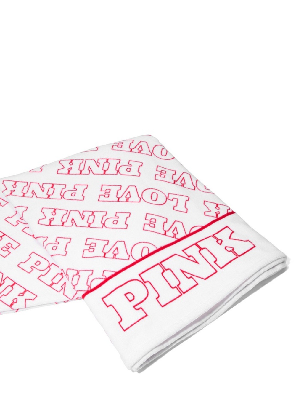 PINK Victoria's Secret White Towel with Hot Pink Logo Print 71x39 inches